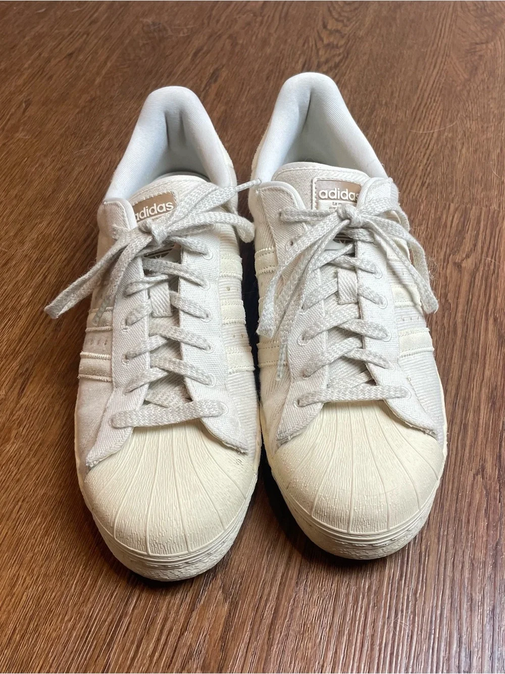 adidas Cream/Tan Low-Top Canvas Sneakers Size 11